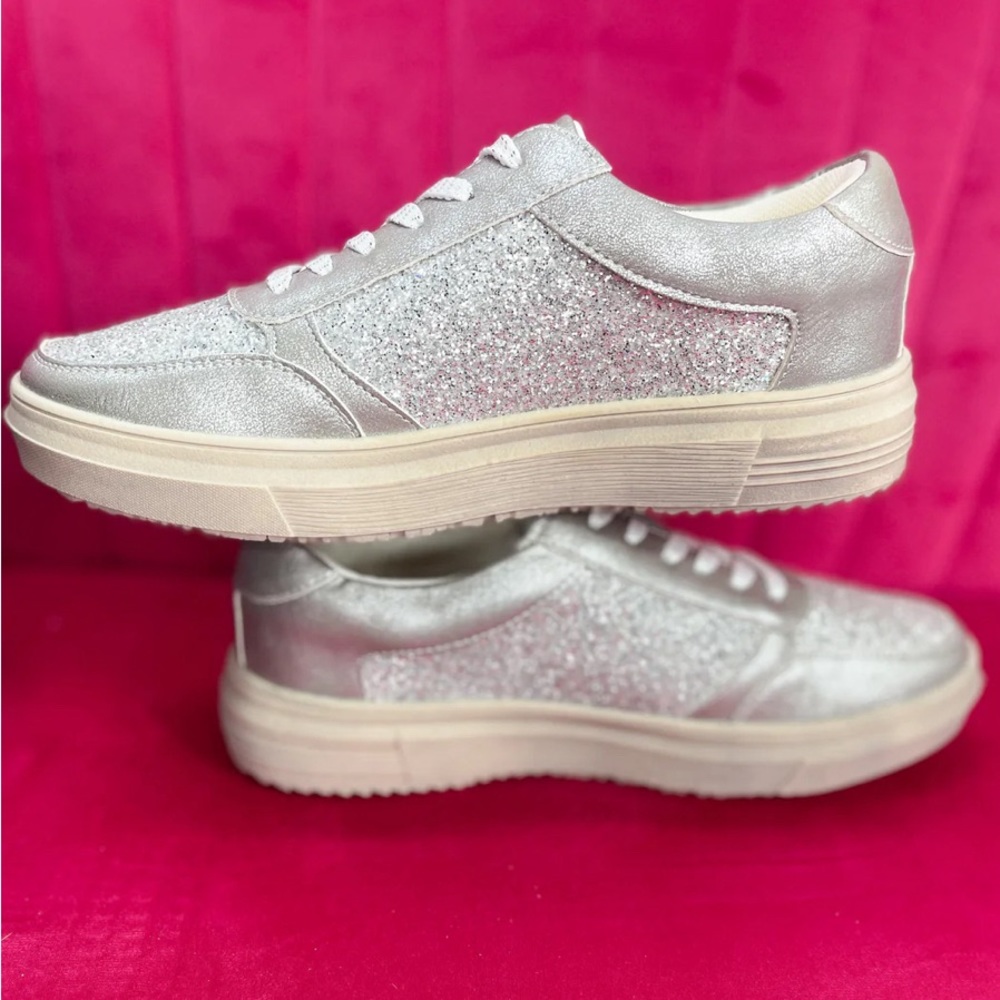 Corkys Iridescent Silver Glitter Platform Sneakers - Picture 5 of 5